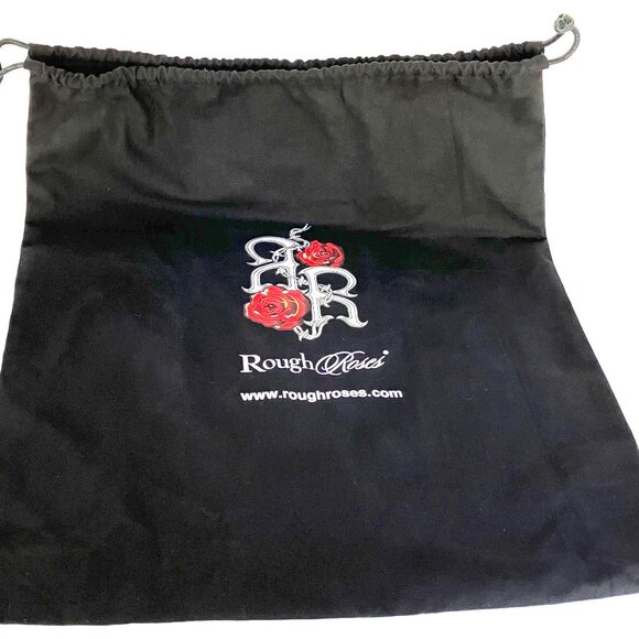 Rough Roses New Genuine Soft Black Leather Large Satchel Bag, Bright Gold Detail - Picture 11 of 11